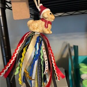 Dog with Christmas hat shaker tassel new